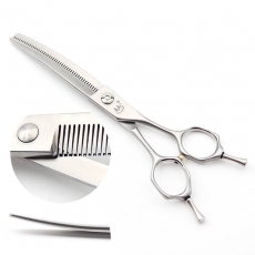 Modellierschere | 6,5 Zoll |� 17 cm | 47 Z�hne | matt silber | gebogen