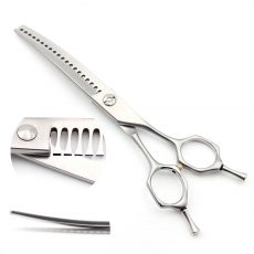 Modellierschere | 6,5 Zoll |20 Z�hne | matt silber | gebogen