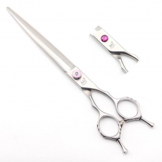 Schneideschere | 8 Zoll | gerade| matt silber | rosa Stein