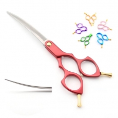 Schneideschere | 6,5 Zoll |� 16 cm | gebogen | matt silber | lila