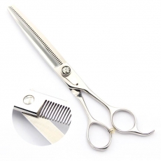 Modellierschere | 7 Zoll | 48 Z�hne | hochglanz silber | verzierte Schraube