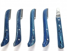 pet beauty Trimmmesser als Satz oder einzeln | 5 St�ck | blauer Holzgriff | Gesamtl�nge 14cm
