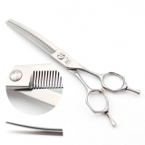 Modellierschere | 6,5 Zoll |� 17 cm | 47 Z�hne | matt silber | gebogen