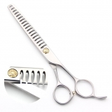 Modellierschere | 7 Zoll |� 18 cm | 18 Z�hne | matt silber | goldene Schraube