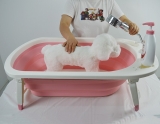 Faltbare Hundebadewanne mit F��en und Abfluss in blau oder pink